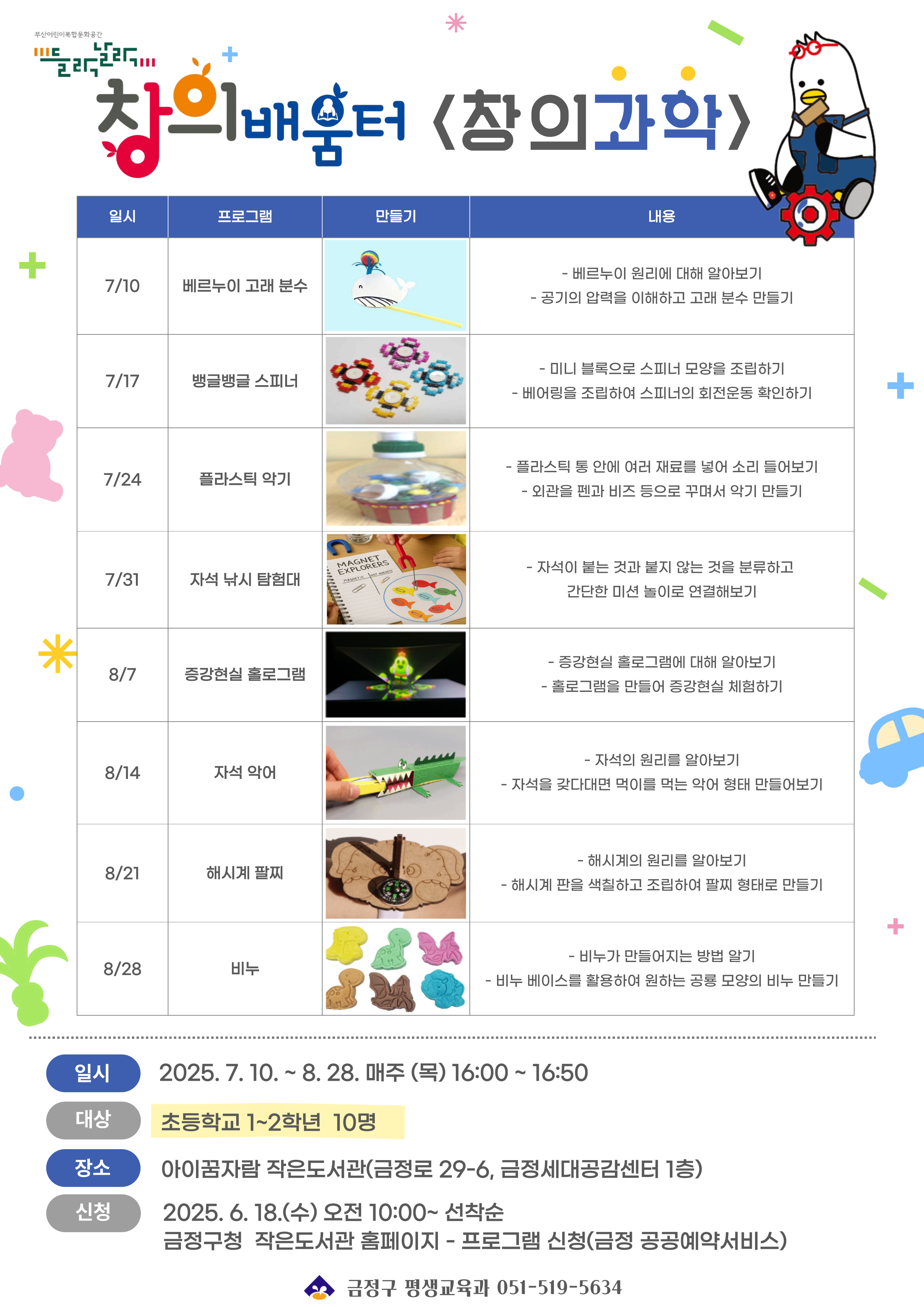 어린이복합문화공간 연계 들락날락 창의배움터(에술, 과학) 프로그램 수강생 모집 게시물의 첨부 이미지 2